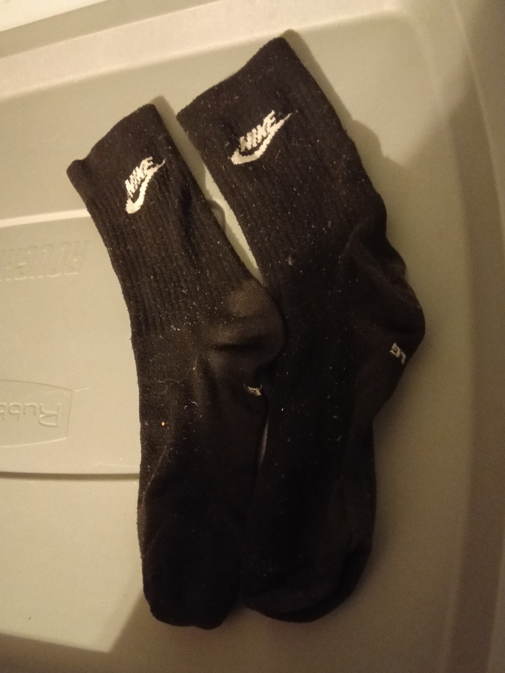 Nike Black Crew Athletic Socks with White Swoosh - Men's